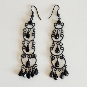 Beaded Drop Dangle Chandelier Earrings Black